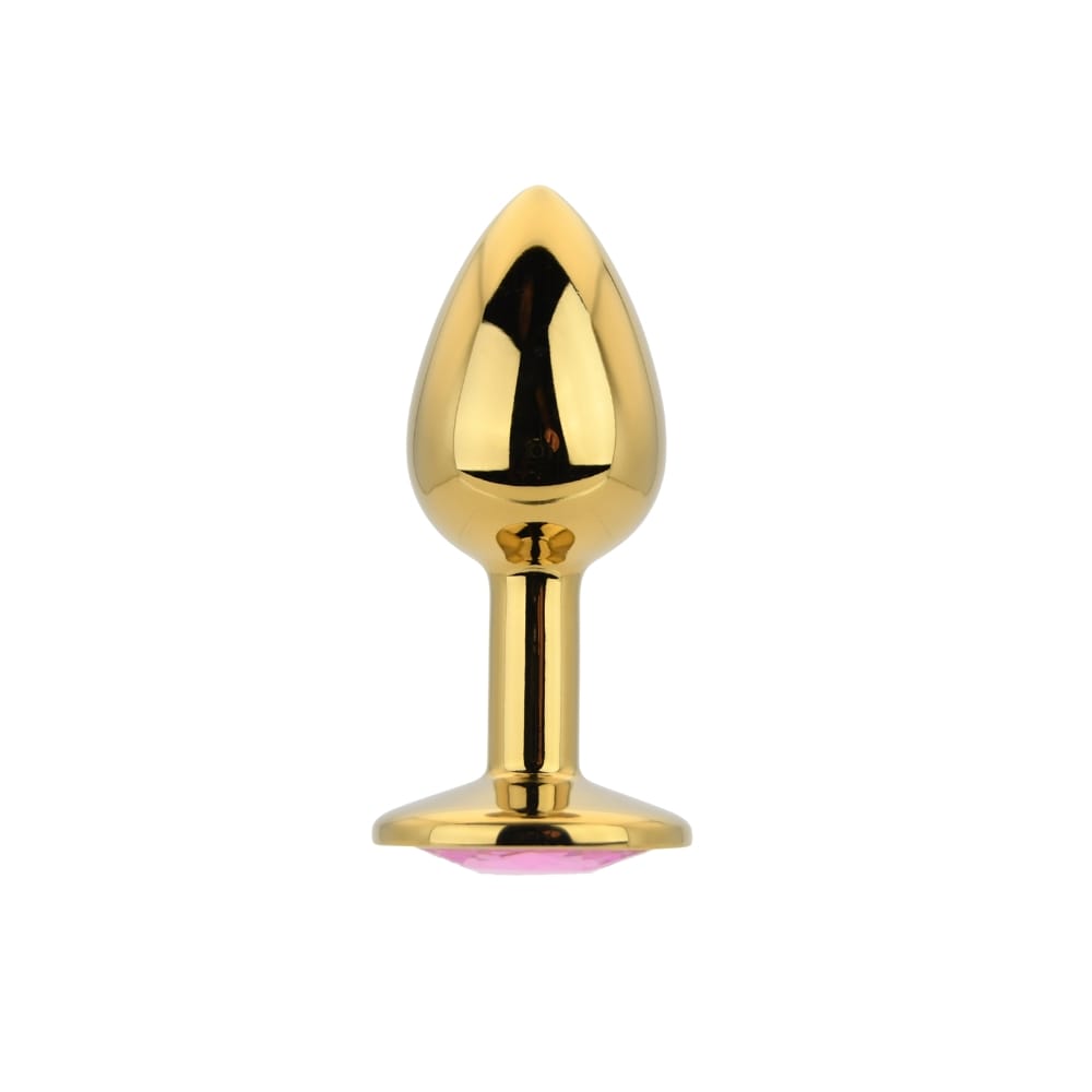 Toosh Gold Metal Butt Plug Small Pink Stone 2 Toosh Gold Metal Butt Plug Small Pink Stone - Image 1
