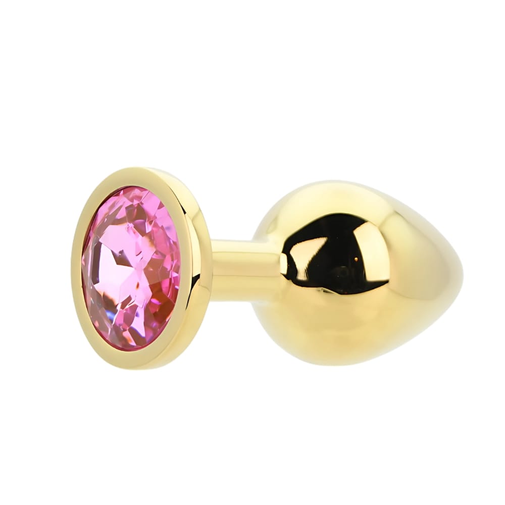 Toosh Gold Metal Butt Plug Medium Pink Stone 6 Toosh Gold Metal Butt Plug Medium Pink Stone - Image 5