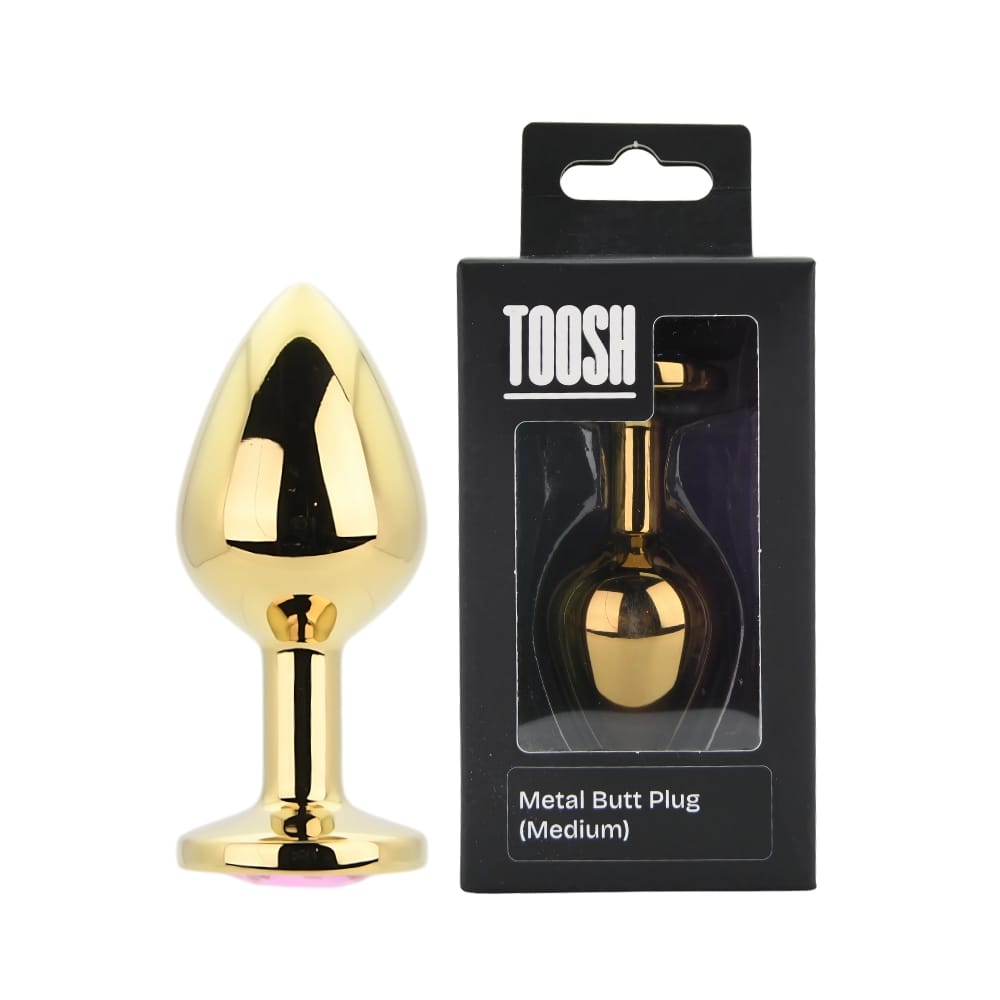 Toosh Gold Metal Butt Plug Medium Pink Stone 12 Toosh Gold Metal Butt Plug Medium Pink Stone - Image 11