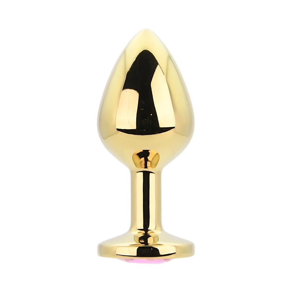Toosh Gold Metal Butt Plug Medium Pink Stone 2 Toosh Gold Metal Butt Plug Medium Pink Stone - Image 1