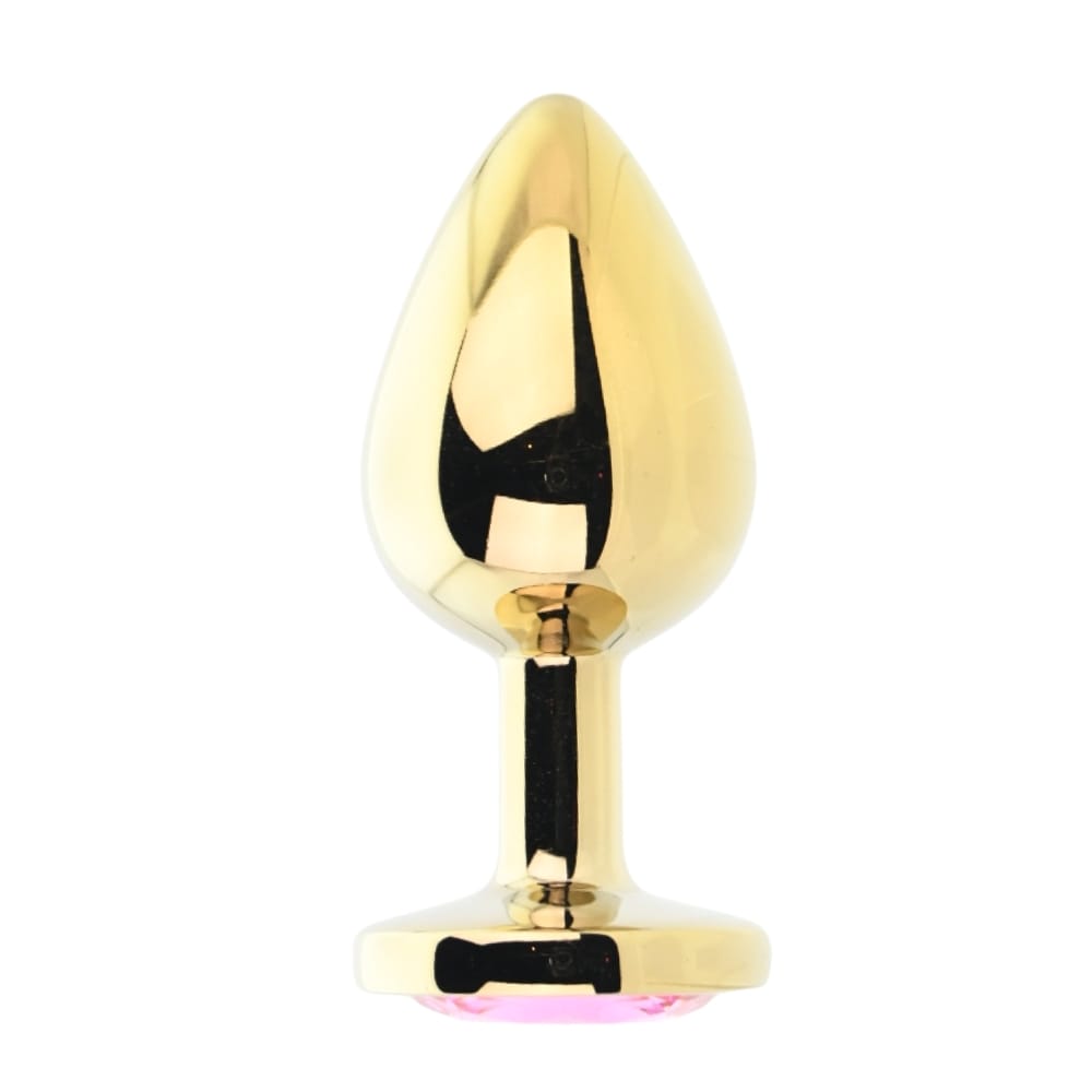 Toosh Gold Metal Butt Plug Large Pink Stone 2 Toosh Gold Metal Butt Plug Large Pink Stone - Image 1