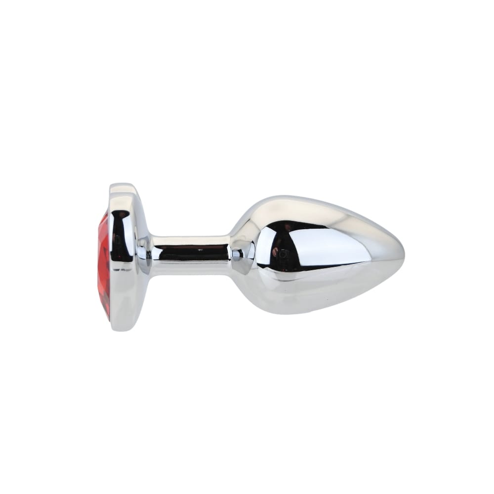 Toosh Heart Shaped Silver Butt Plug with Red Stone Small 4 Toosh Heart Shaped Silver Butt Plug with Red Stone Small - Image 3