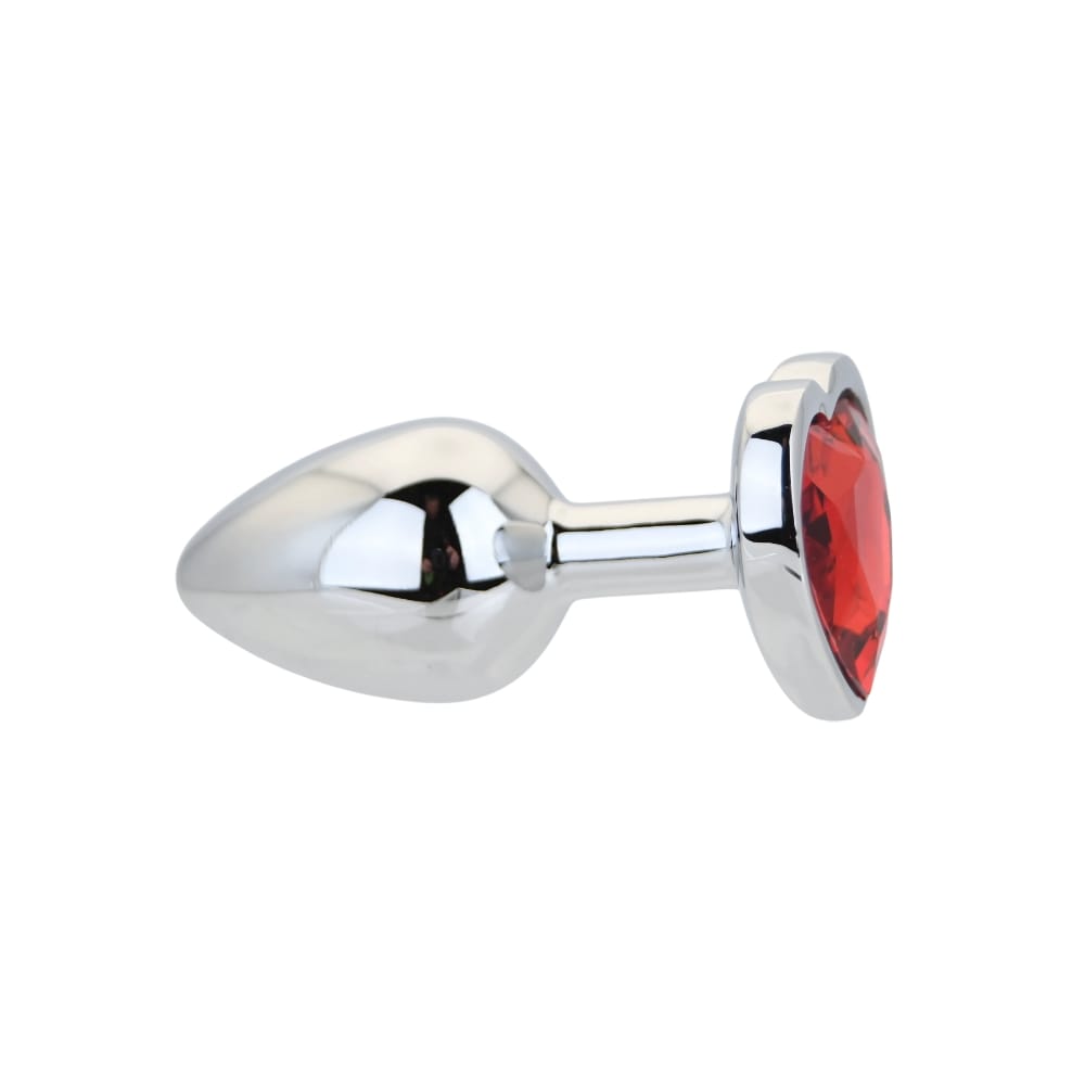 Toosh Heart Shaped Silver Butt Plug with Red Stone Small 5 Toosh Heart Shaped Silver Butt Plug with Red Stone Small - Image 4
