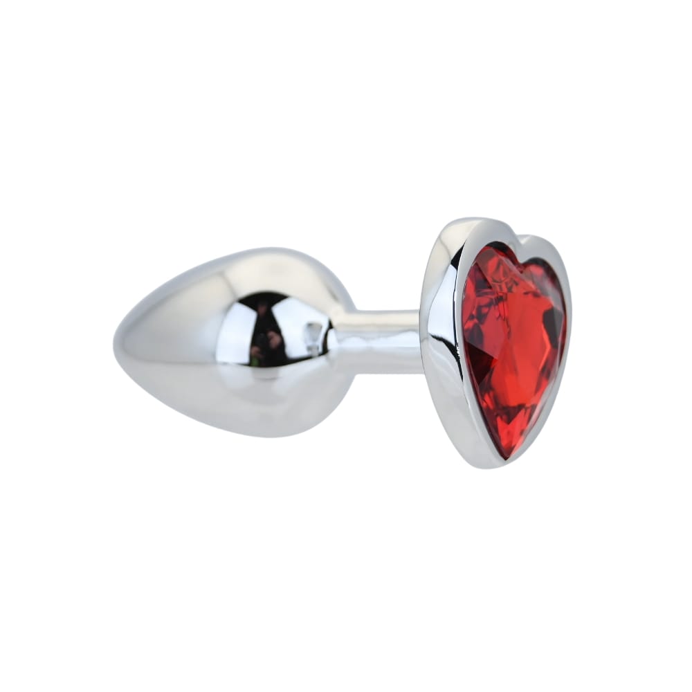 Toosh Heart Shaped Silver Butt Plug with Red Stone Small 6 Toosh Heart Shaped Silver Butt Plug with Red Stone Small - Image 5