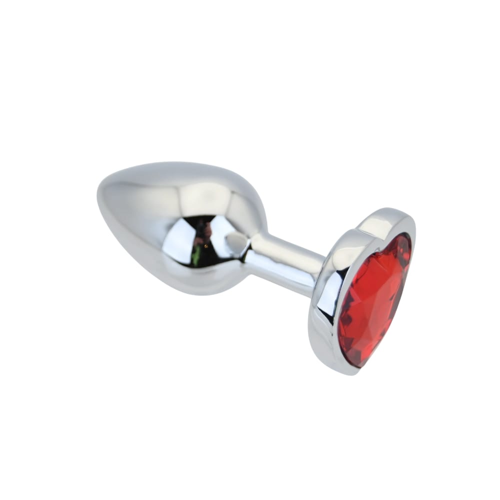 Toosh Heart Shaped Silver Butt Plug with Red Stone Small 8 Toosh Heart Shaped Silver Butt Plug with Red Stone Small - Image 7