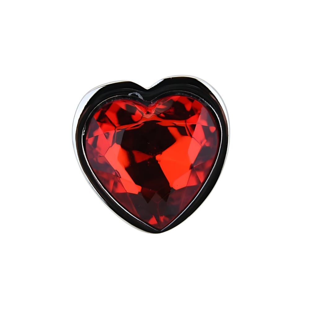 Toosh Heart Shaped Silver Butt Plug with Red Stone Small 7 Toosh Heart Shaped Silver Butt Plug with Red Stone Small - Image 6