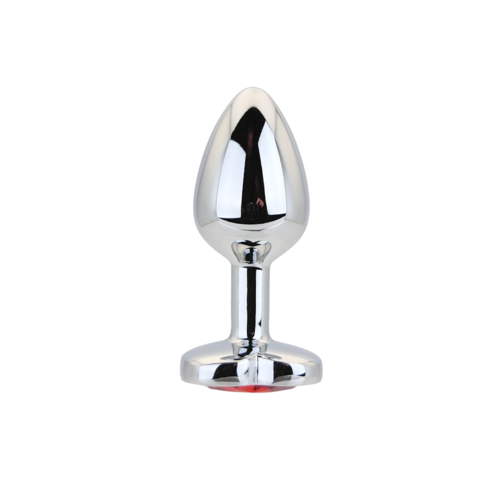 Toosh Heart Shaped Silver Butt Plug with Red Stone Small 2 Toosh Heart Shaped Silver Butt Plug with Red Stone Small - Image 1