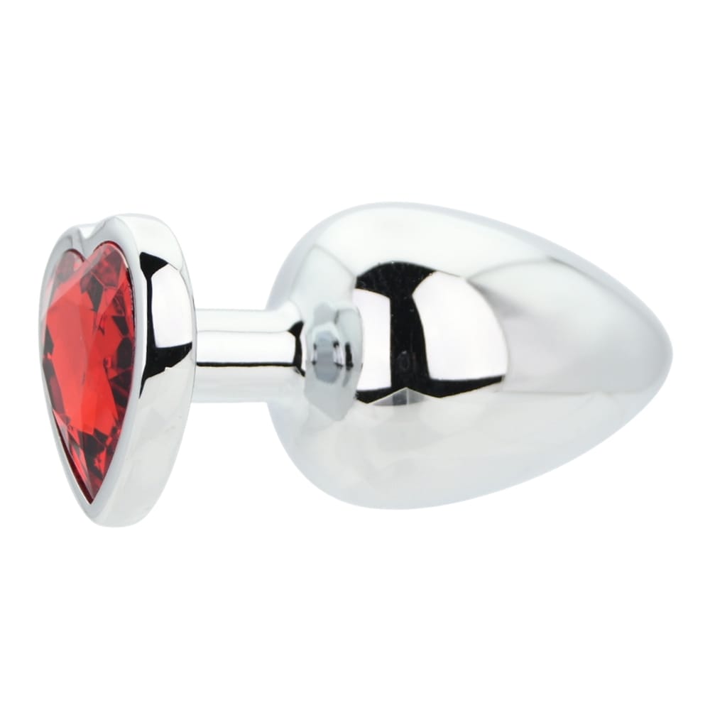 Toosh Heart Shaped Silver Butt Plug with Red Stone Large 5 Toosh Heart Shaped Silver Butt Plug with Red Stone Large - Image 4