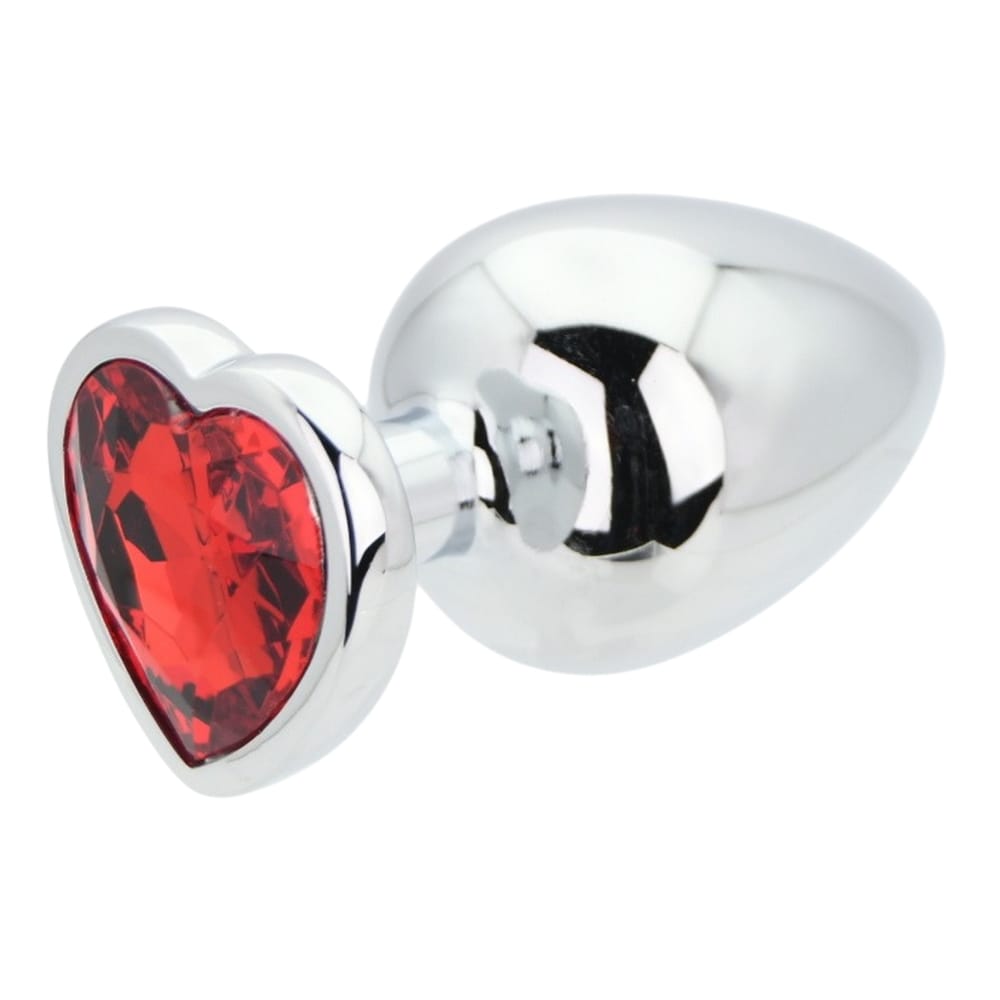Toosh Heart Shaped Silver Butt Plug with Red Stone Large 6 Toosh Heart Shaped Silver Butt Plug with Red Stone Large - Image 5