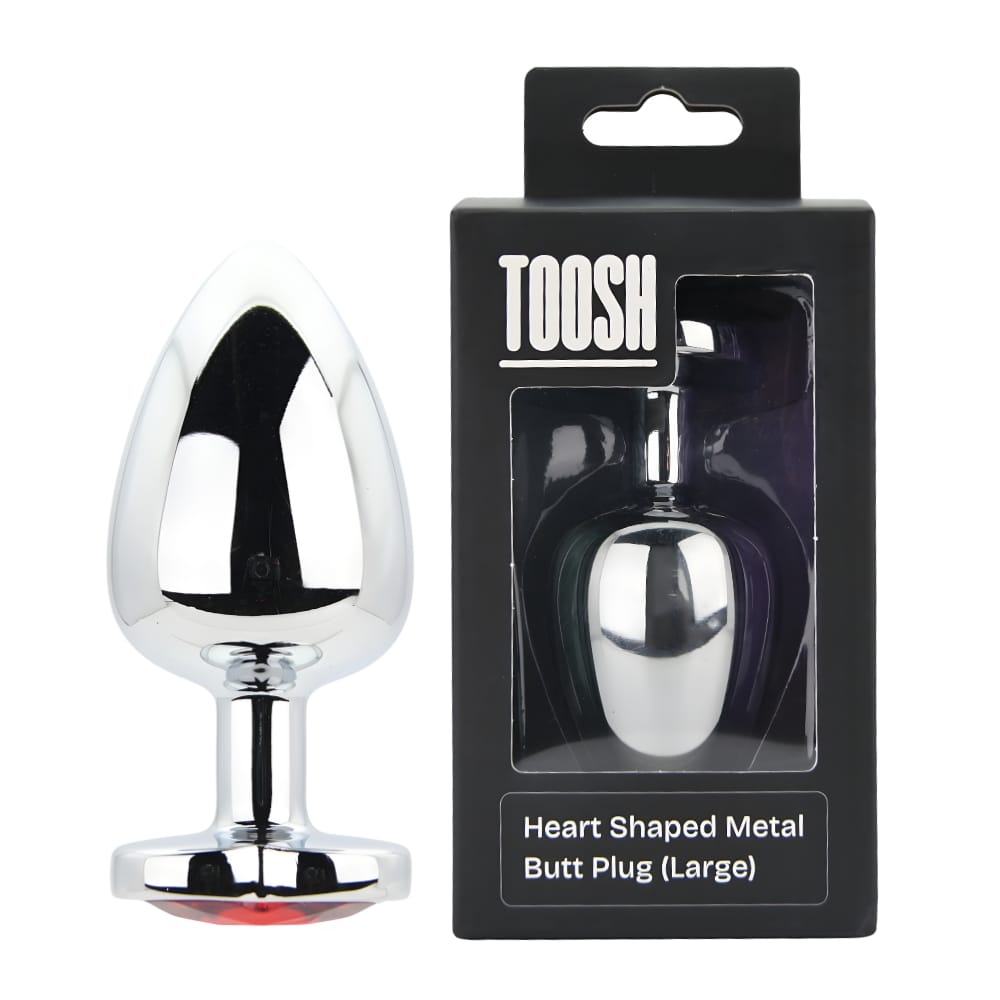 Toosh Heart Shaped Silver Butt Plug with Red Stone Large 12 Toosh Heart Shaped Silver Butt Plug with Red Stone Large - Image 11