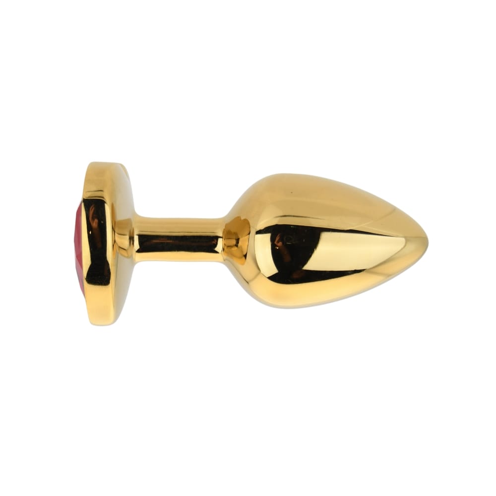 Toosh Heart Shaped Gold Butt Plug with Red Stone Small 4 Toosh Heart Shaped Gold Butt Plug with Red Stone Small - Image 3