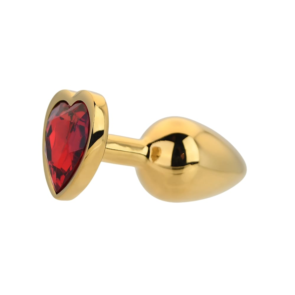 Toosh Heart Shaped Gold Butt Plug with Red Stone Small 7 Toosh Heart Shaped Gold Butt Plug with Red Stone Small - Image 6