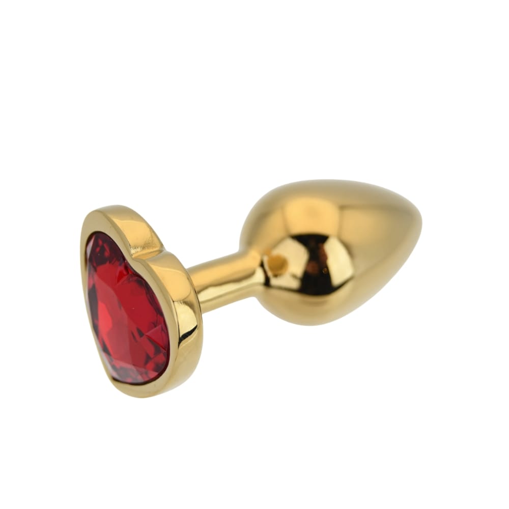 Toosh Heart Shaped Gold Butt Plug with Red Stone Small 6 Toosh Heart Shaped Gold Butt Plug with Red Stone Small - Image 5
