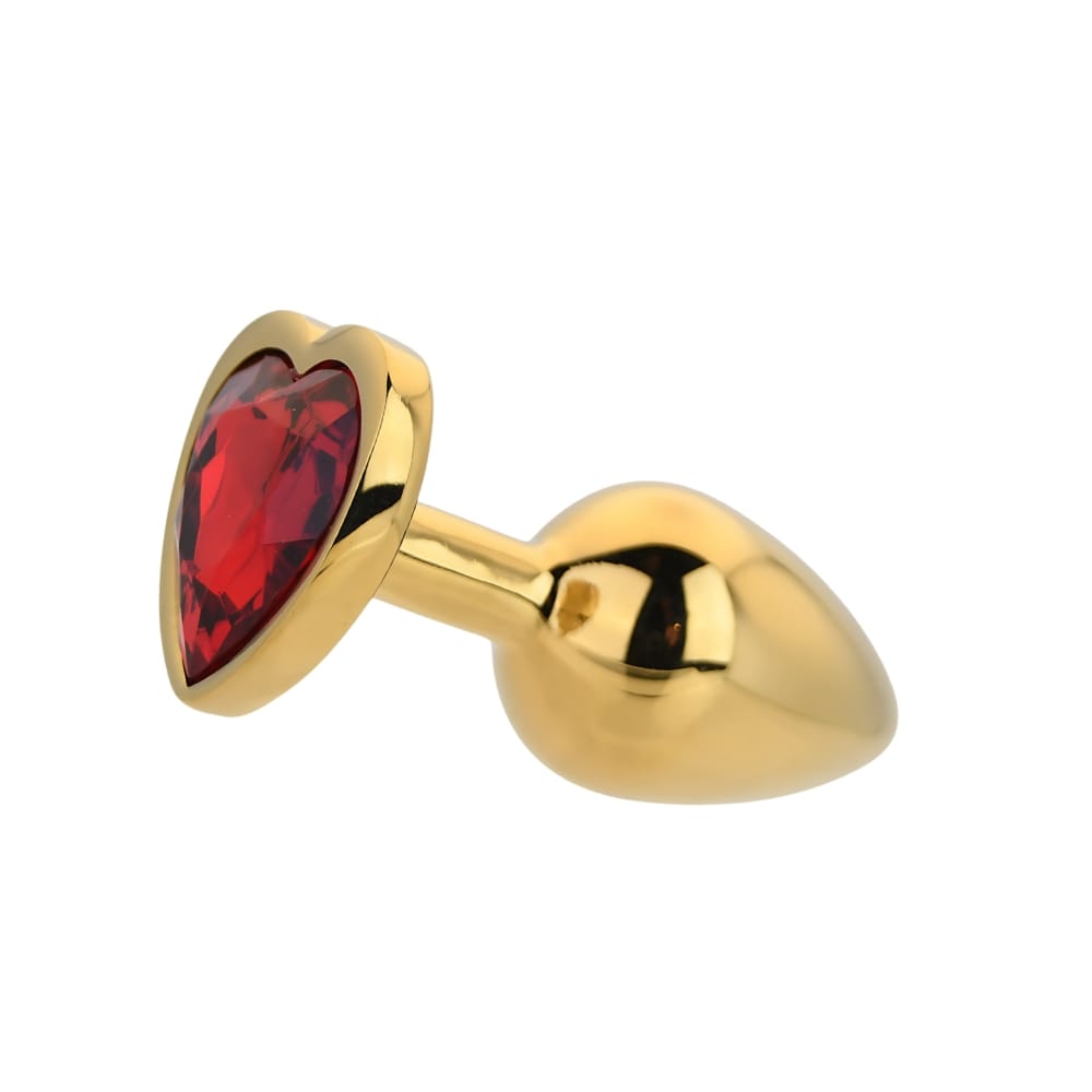 Toosh Heart Shaped Gold Butt Plug with Red Stone Small 5 Toosh Heart Shaped Gold Butt Plug with Red Stone Small - Image 4