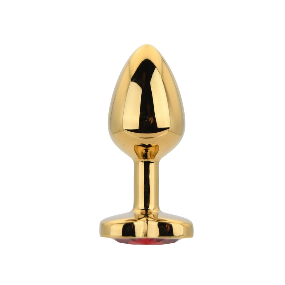 Toosh Heart Shaped Gold Butt Plug with Red Stone Small 2 Toosh Heart Shaped Gold Butt Plug with Red Stone Small - Image 1