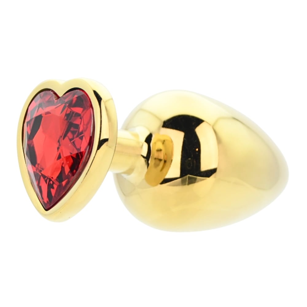 Toosh Heart Shaped Gold Butt Plug with Red Stone Large 6 Toosh Heart Shaped Gold Butt Plug with Red Stone Large - Image 5