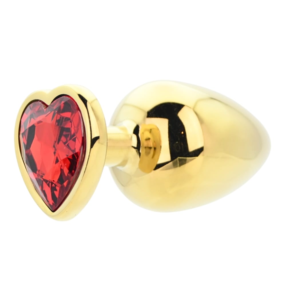 Toosh Heart Shaped Gold Butt Plug with Red Stone Large 5 Toosh Heart Shaped Gold Butt Plug with Red Stone Large - Image 4