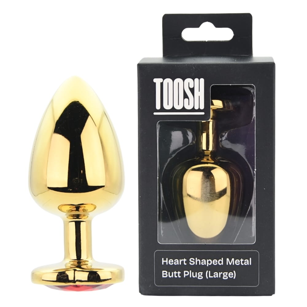 Toosh Heart Shaped Gold Butt Plug with Red Stone Large 11 Toosh Heart Shaped Gold Butt Plug with Red Stone Large - Image 10