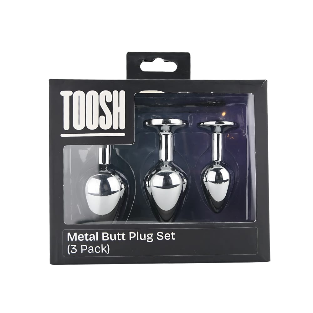 Toosh Metal Butt Plug Silver Set of 3 Clear Stone 11 Toosh Metal Butt Plug Silver Set of 3 Clear Stone - Image 10