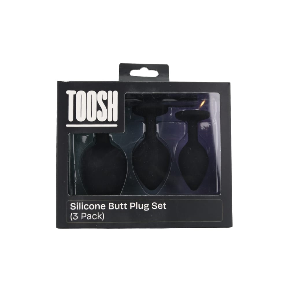 Toosh Silicone Butt Plug Black Set of 3 Clear Stone 14 Toosh Silicone Butt Plug Black Set of 3 Clear Stone - Image 13
