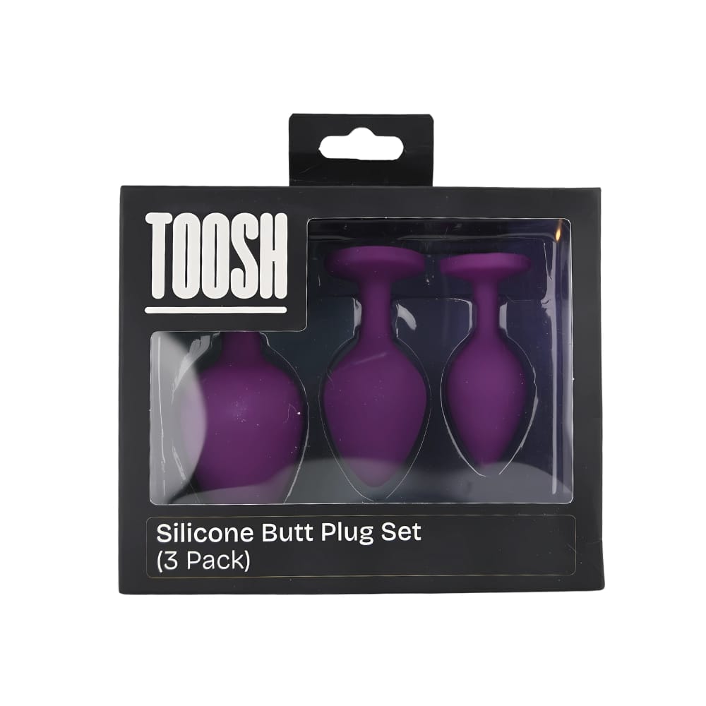 Toosh Silicone Butt Plug Purple Set of 3 Clear Stone 10 Toosh Silicone Butt Plug Purple Set of 3 Clear Stone - Image 9