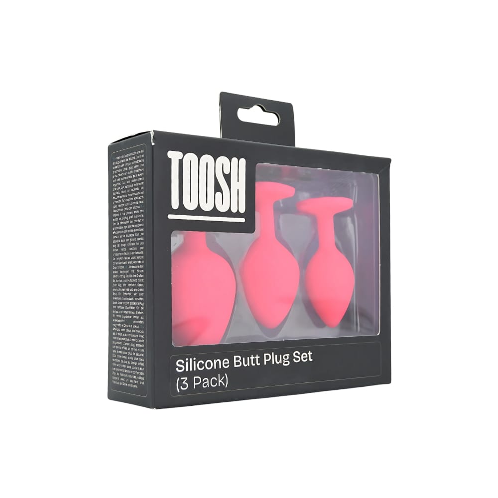 Toosh Silicone Butt Plug Pink Set of 3 Clear Stone 13 Toosh Silicone Butt Plug Pink Set of 3 Clear Stone - Image 12