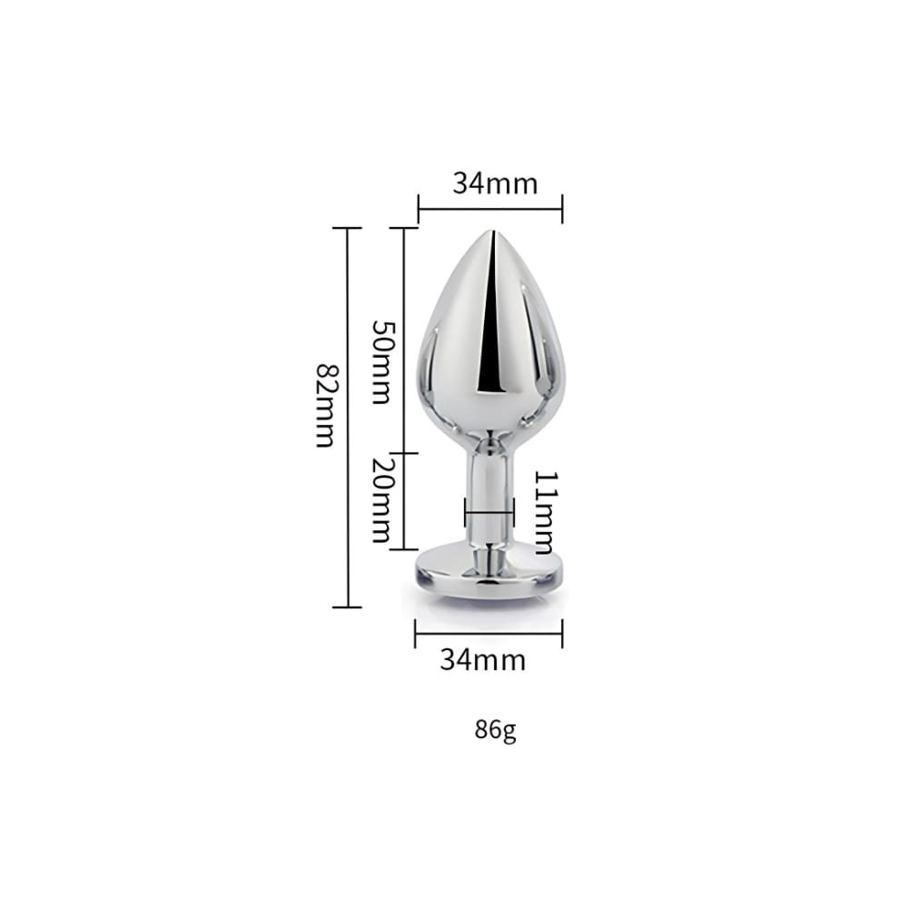 Toosh Silver Metal Butt Plug Medium Clear Stone 7 Toosh Silver Metal Butt Plug Medium Clear Stone - Image 6