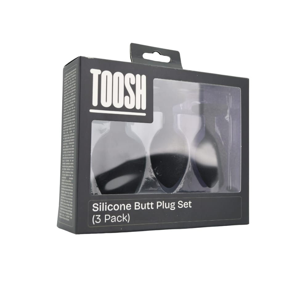 Toosh Silicone Butt Plug Black Set of 3 Clear Stone 11 Toosh Silicone Butt Plug Black Set of 3 Clear Stone - Image 10