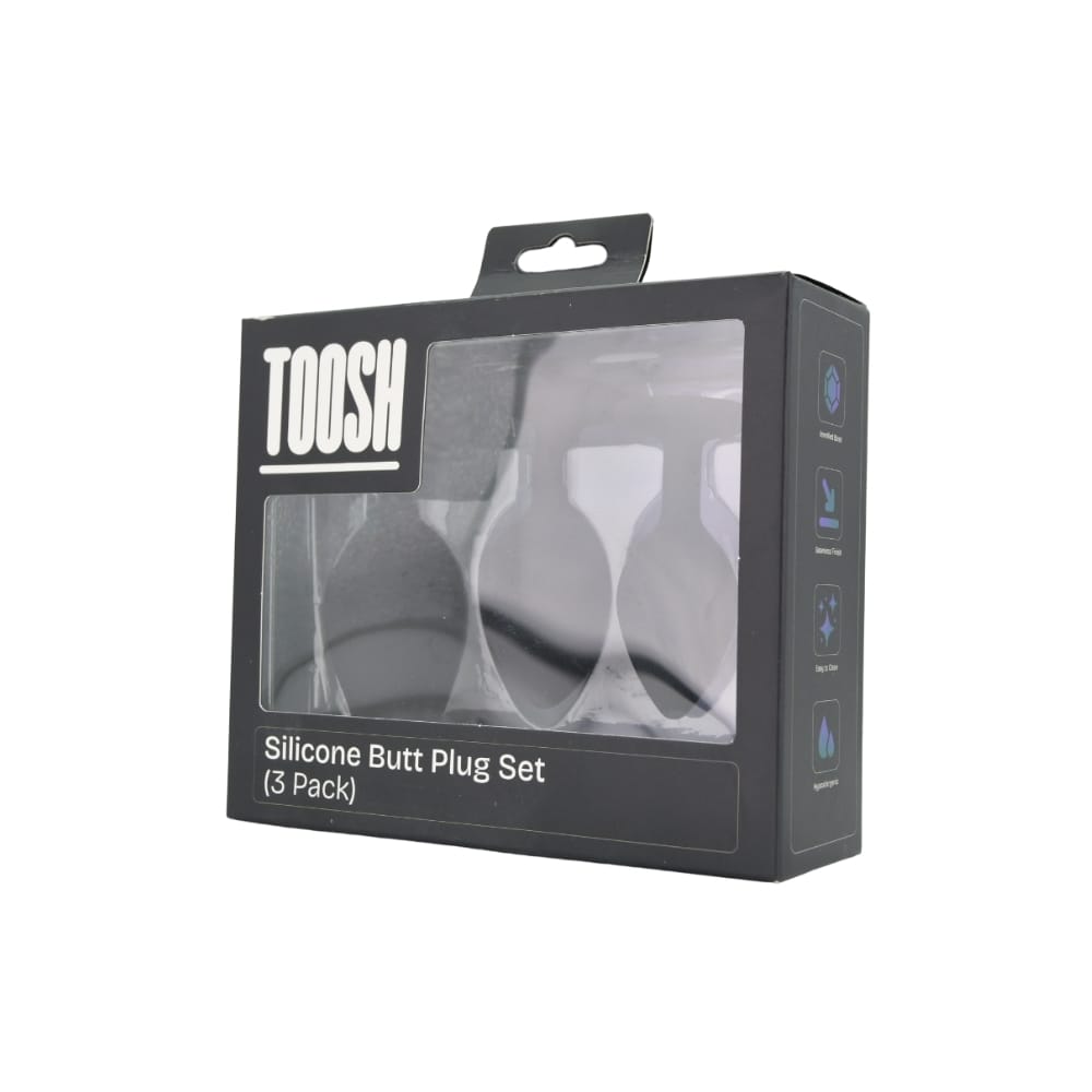 Toosh Silicone Butt Plug Black Set of 3 Clear Stone 13 Toosh Silicone Butt Plug Black Set of 3 Clear Stone - Image 12