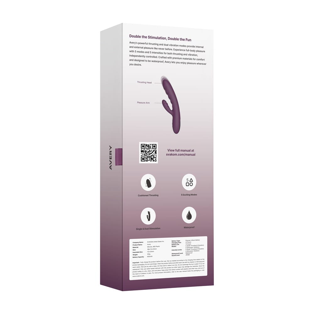 Svakom Avery Thrusting Vibrator with Clitoral Stimulator 9 Svakom Avery Thrusting Vibrator with Clitoral Stimulator - Image 8