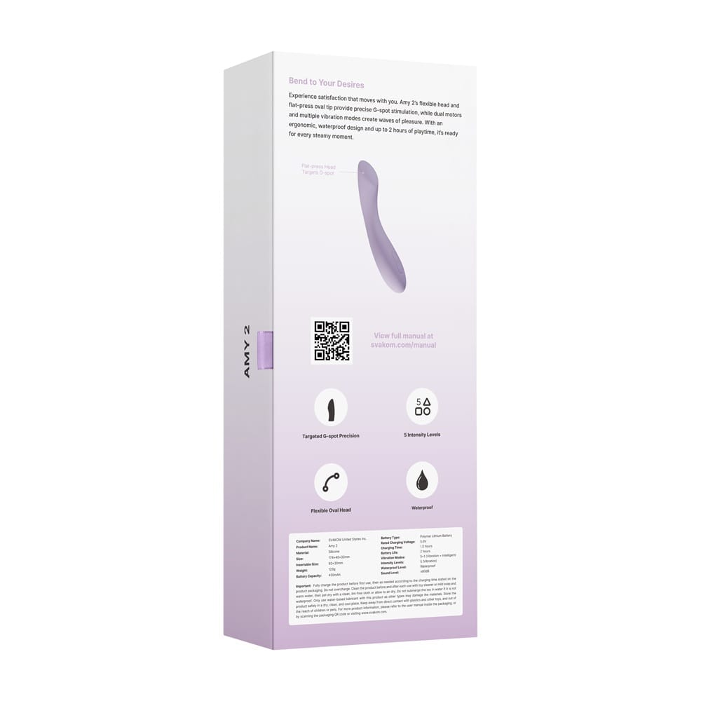 Svakom Amy 2 G-Spot and Clitoral Vibrator Lilac 9 Svakom Amy 2 G-Spot and Clitoral Vibrator Lilac - Image 8