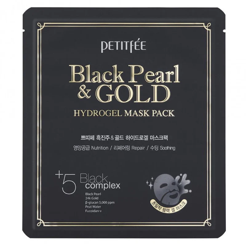 Petitfee - Black Pearl & Gold Intensive Hydrogel Mask Pack, 32g, 1 piece 2 Korean Sheet Mask