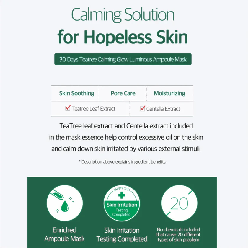 SOME BY MI - 30 Days Tea Tree Calming Glow Luminous Ampoule Mask, 25g, 1 piece 6 SOME BY MI - 30 Days Tea Tree Calming Glow Luminous Ampoule Mask, 25g, 1 piece - Image 5