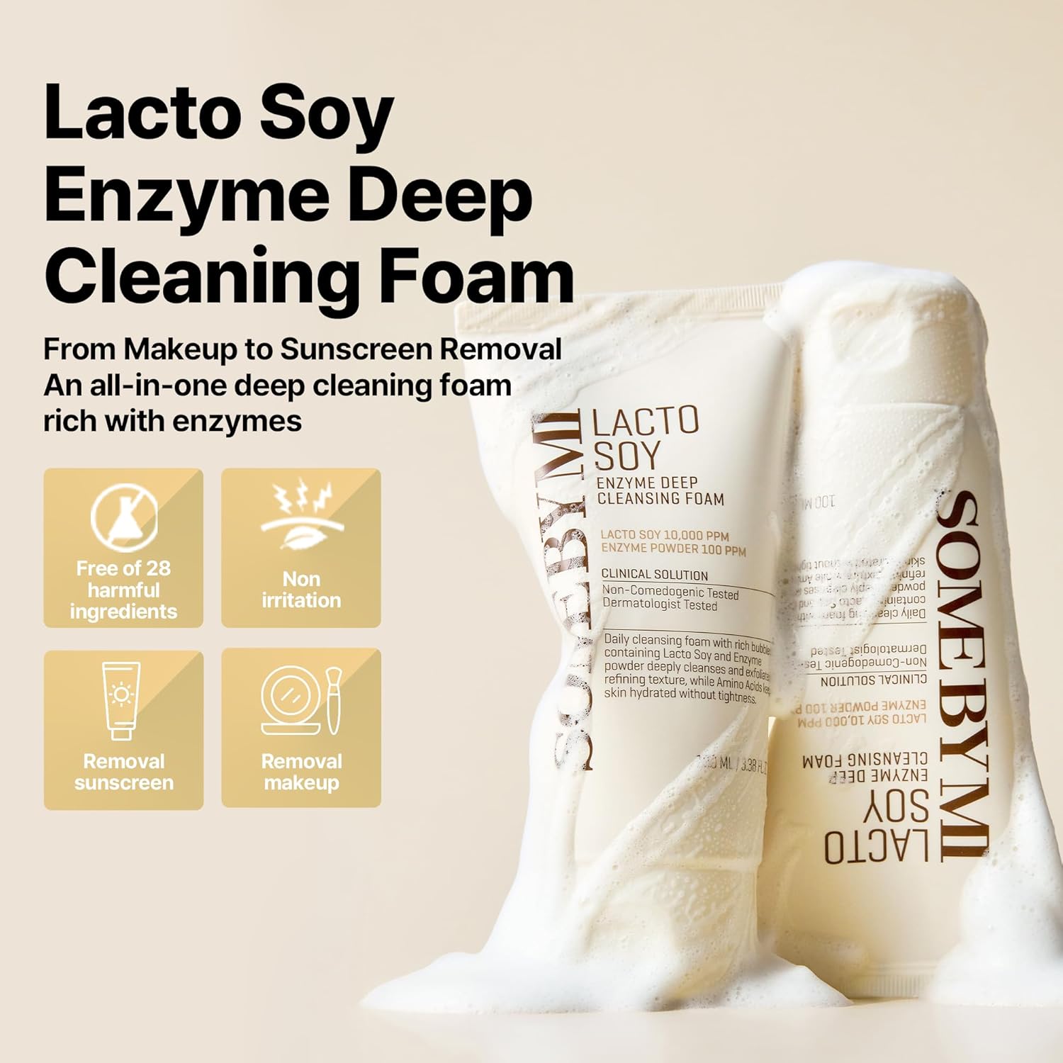 SOME BY MI - Lactosoy Enzyme Deep Cleansing Foam, 100ml 4 SOME BY MI - Lactosoy Enzyme Deep Cleansing Foam, 100ml - Image 3