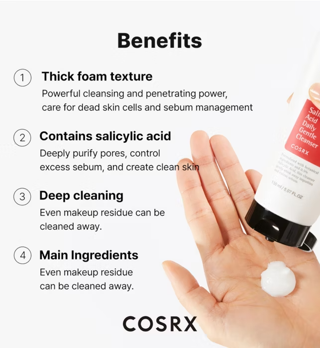 COSRX Salicylic Acid Daily Gentle Cleanser 150ml 4 COSRX Salicylic Acid Daily Gentle Cleanser 150ml - Image 3