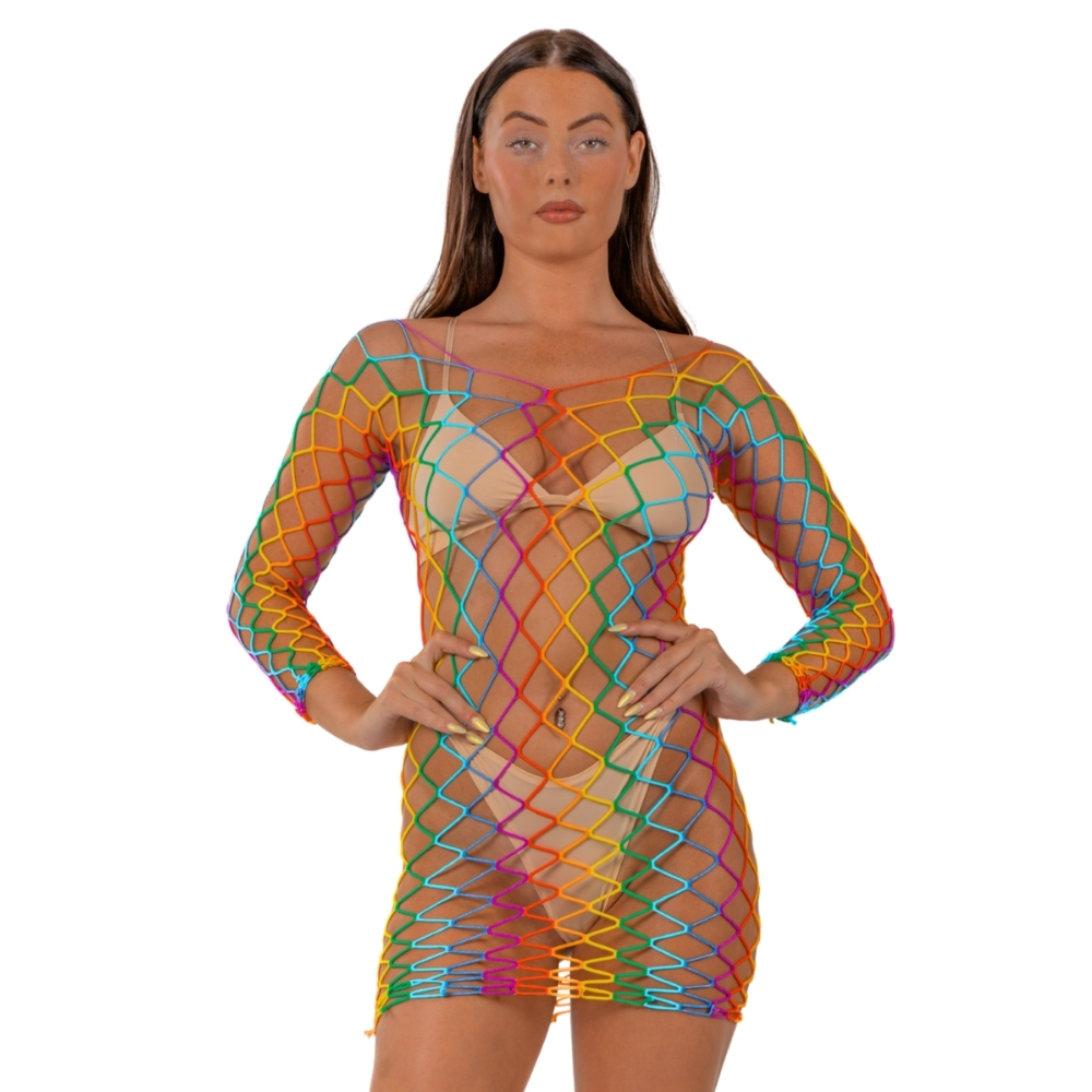 Lace by LJ Rainbow Long Sleeved Mini Dress 4 Lace by LJ Rainbow Long Sleeved Mini Dress - Image 3