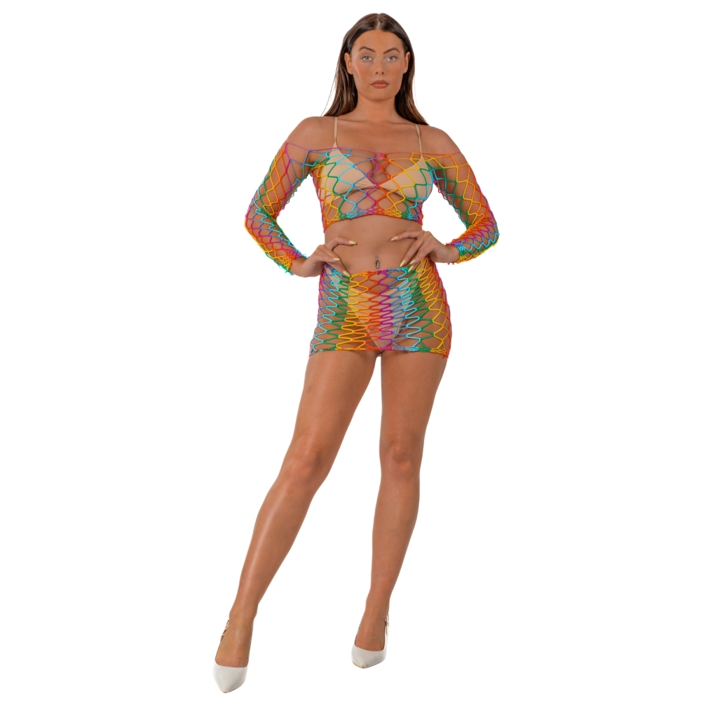 Lace by LJ Rainbow Crop Top and Skirt Set 4 Lace by LJ Rainbow Crop Top and Skirt Set - Image 3