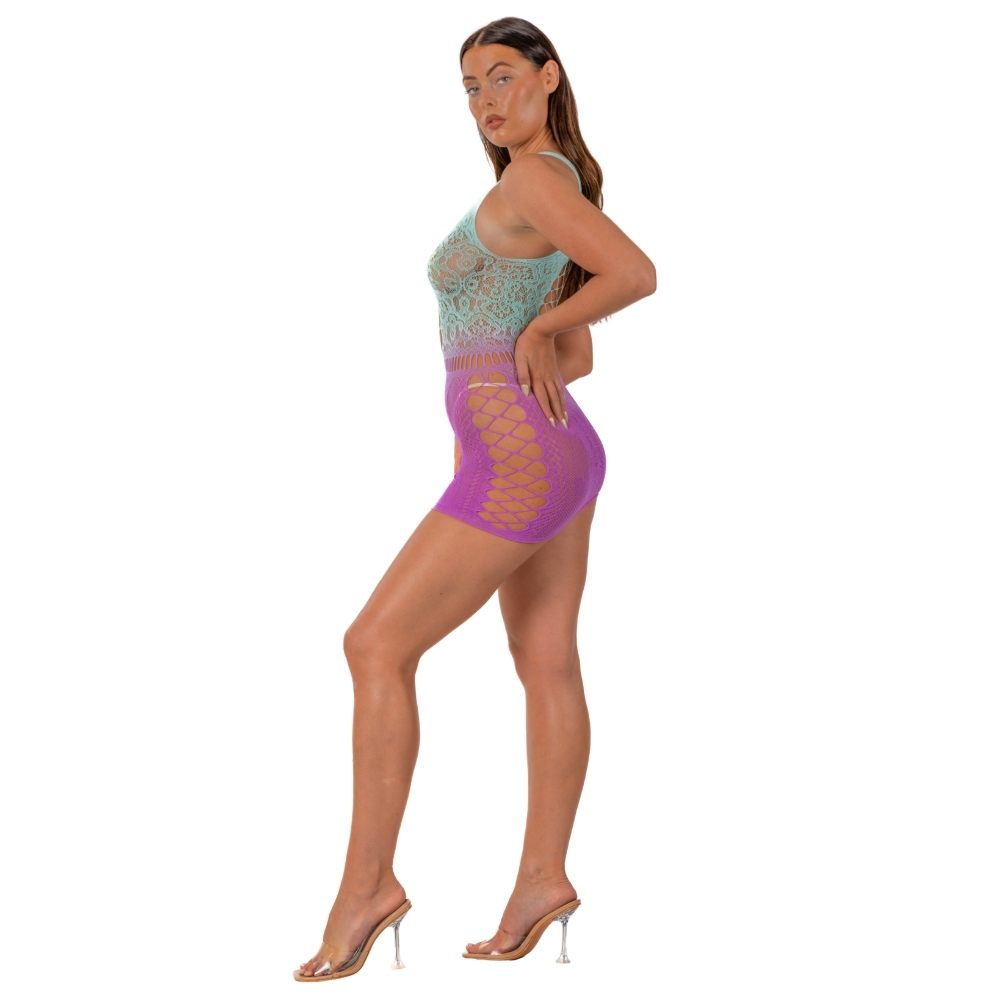 Lace by LJ Ombre Faux Lace Up Mini Dress 6 Lace by LJ Ombre Faux Lace Up Mini Dress - Image 5