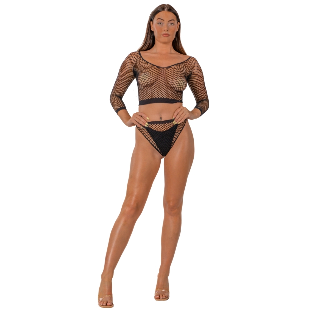 Lace by LJ Fence Net Crop Top and Bottoms 4 Lace by LJ Fence Net Crop Top and Bottoms - Image 3