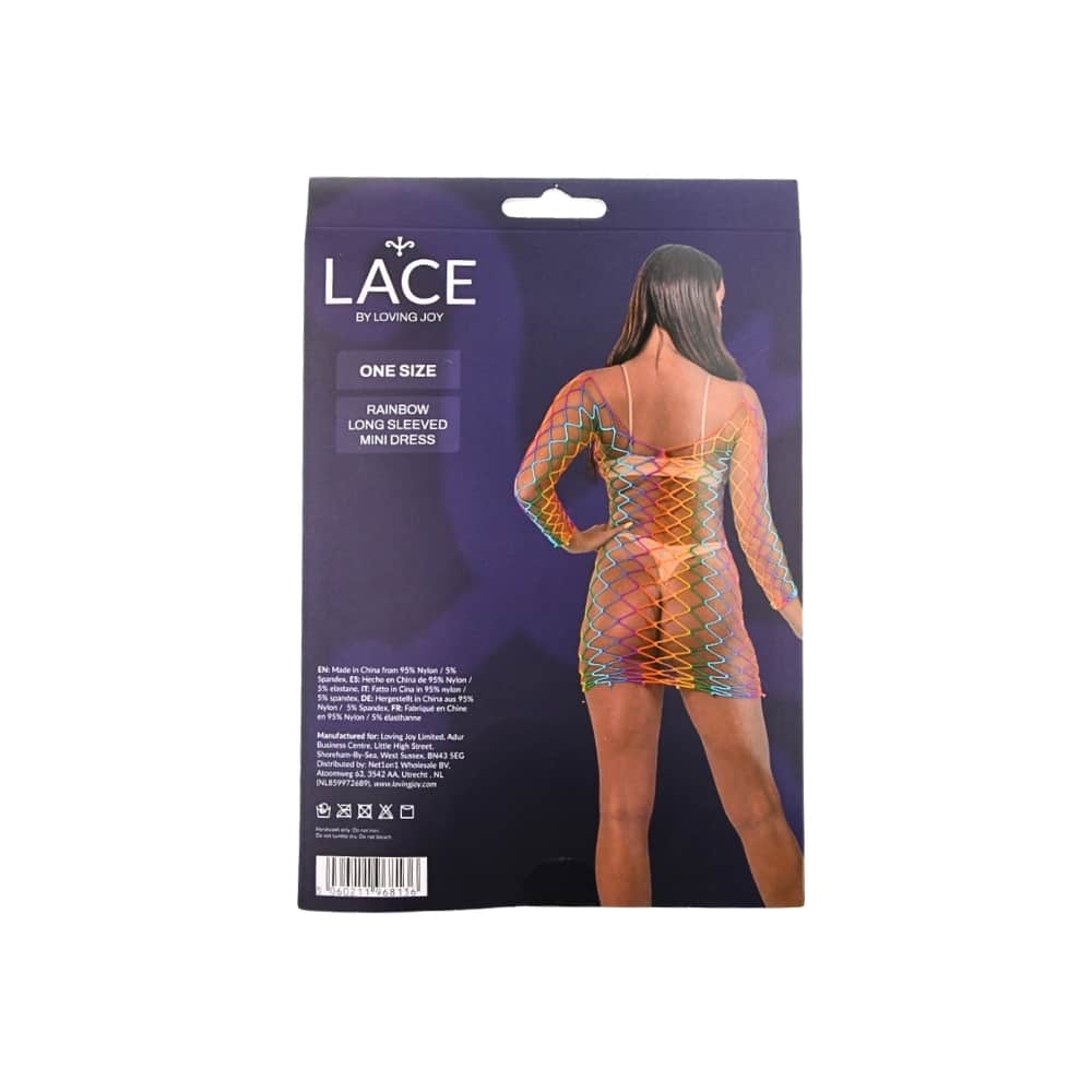 Lace by LJ Rainbow Long Sleeved Mini Dress 8 Lace by LJ Rainbow Long Sleeved Mini Dress - Image 7