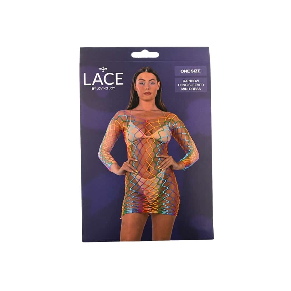 Lace by LJ Rainbow Long Sleeved Mini Dress 7 Lace by LJ Rainbow Long Sleeved Mini Dress - Image 6