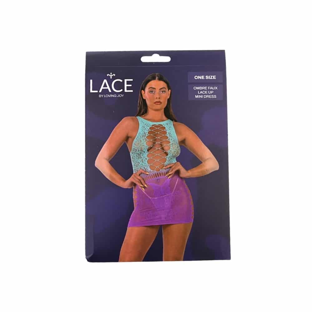 Lace by LJ Ombre Faux Lace Up Mini Dress 8 Lace by LJ Ombre Faux Lace Up Mini Dress - Image 7
